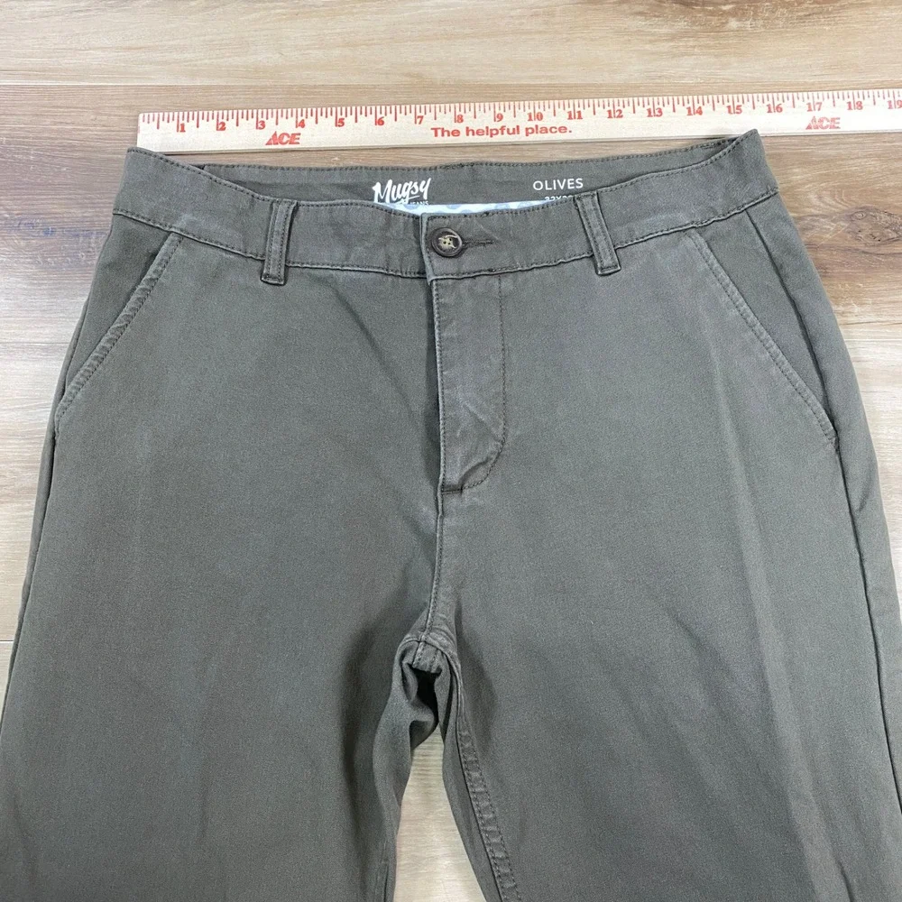Mugsy Jeans Olives Mens 32x32 Dark Olive Green Chino‎ Pants K6PNOL Stretch